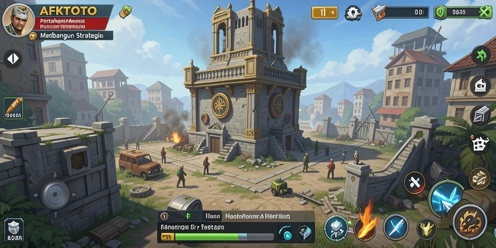 Tampilan gameplay menegangkan di AFKTOTO saat mempertahankan markas.