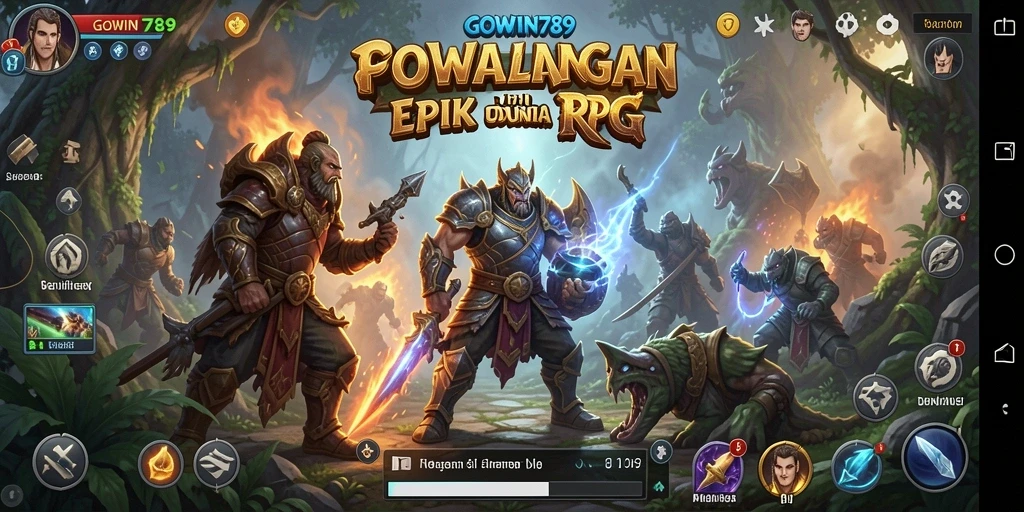 Tampilan gameplay epik dari GOWIN789 dengan karakter petualang.
