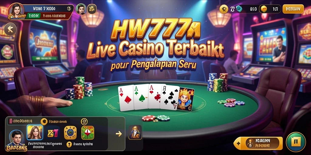 Screenshot utama HW777 menampilkan gameplay Live Casino yang seru dan interaktif.