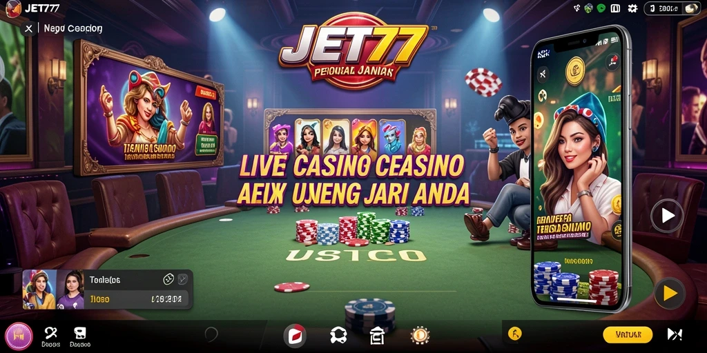 Tampilan gameplay JET77 Live Casino yang menarik dan realistis.