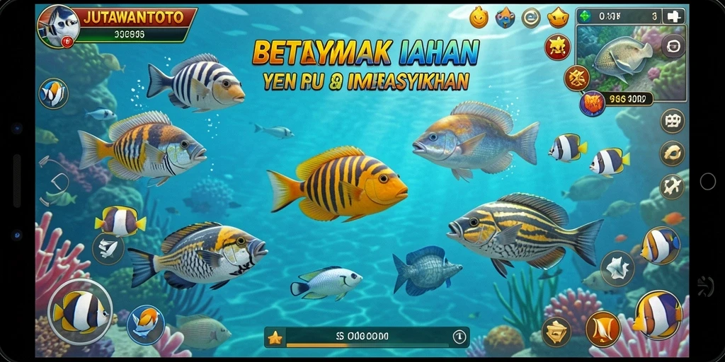 Screenshot menunjukkan gameplay menembak ikan yang seru dan mengasyikkan.