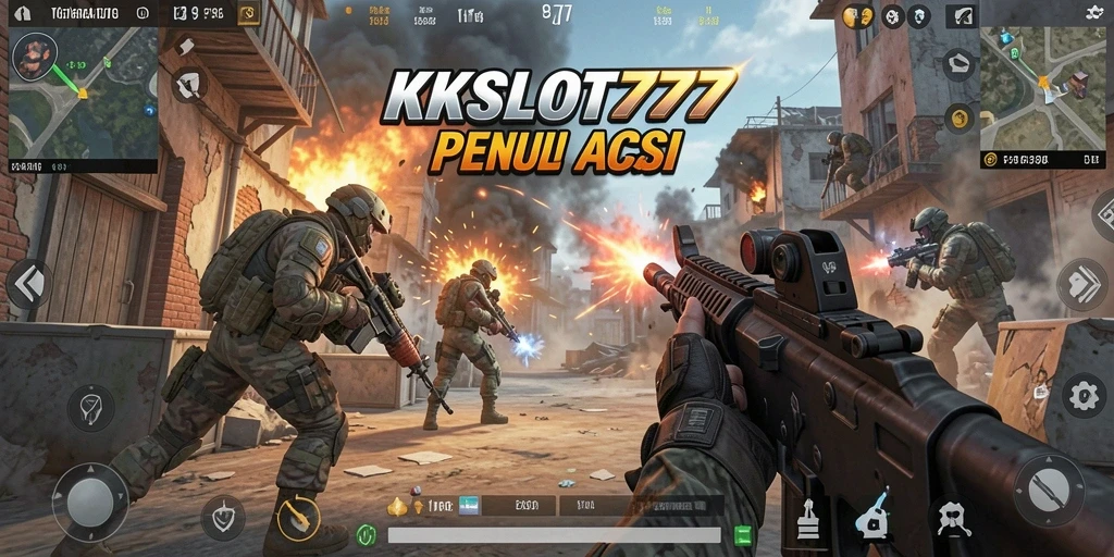 Screenshot gameplay KKSLOT777 dengan aksi tembak-menembak yang seru.