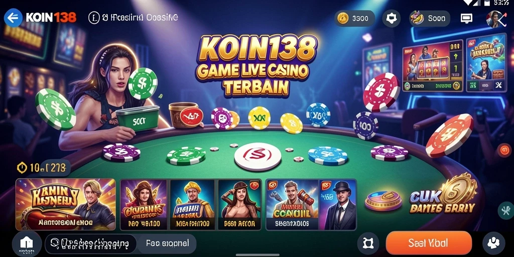 Screenshot gameplay KOIN138 yang menampilkan dealer profesional dan permainan seru.