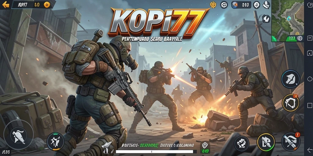 Tampilan mendebarkan dari gameplay KOPI77 di arena pertempuran.