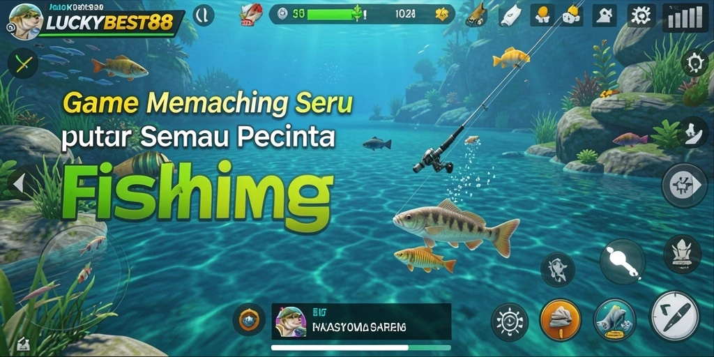 Screenshot gameplay LUCKYBEST88 yang menunjukkan aksi memancing yang seru.