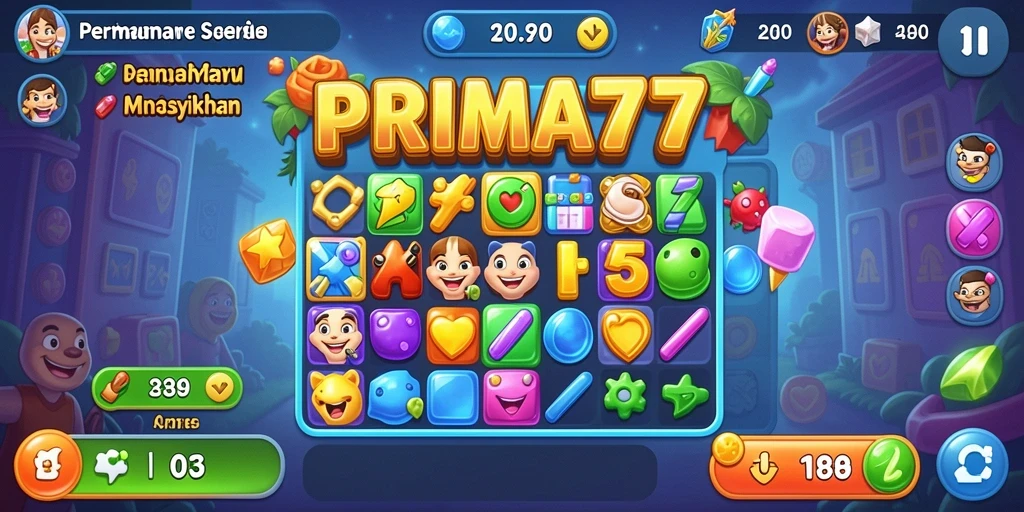 Screenshot gameplay PRIMA77 menunjukkan keseruan mencocokkan objek.