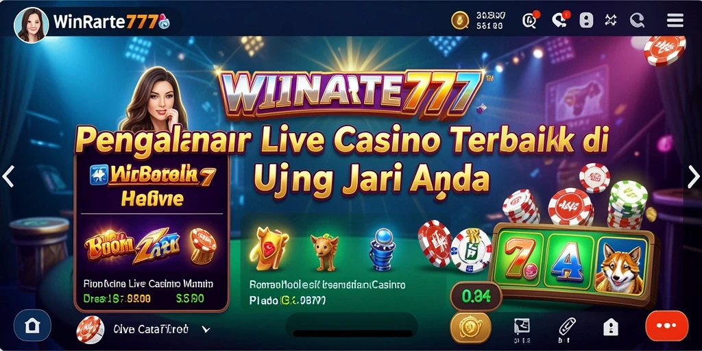 Screenshot utama WINRATE777 menampilkan gameplay Live Casino yang mengasyikkan.